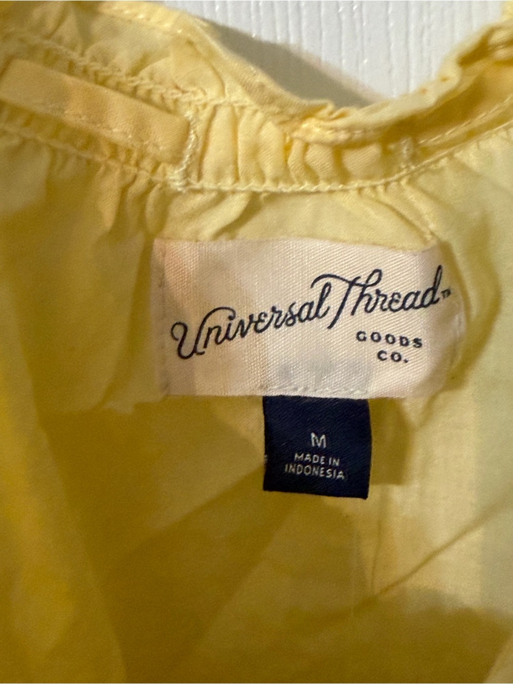Universal Thread Yellow Ruffle-Trim Button Front Sleeveless Top - Picture 2 of 3